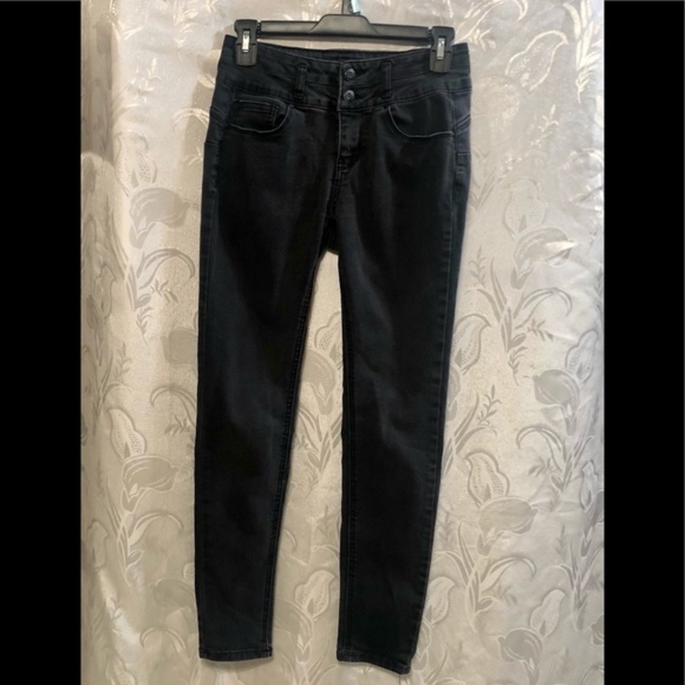 Wax Jeans Skinny Stretch Black Size 7 Junior